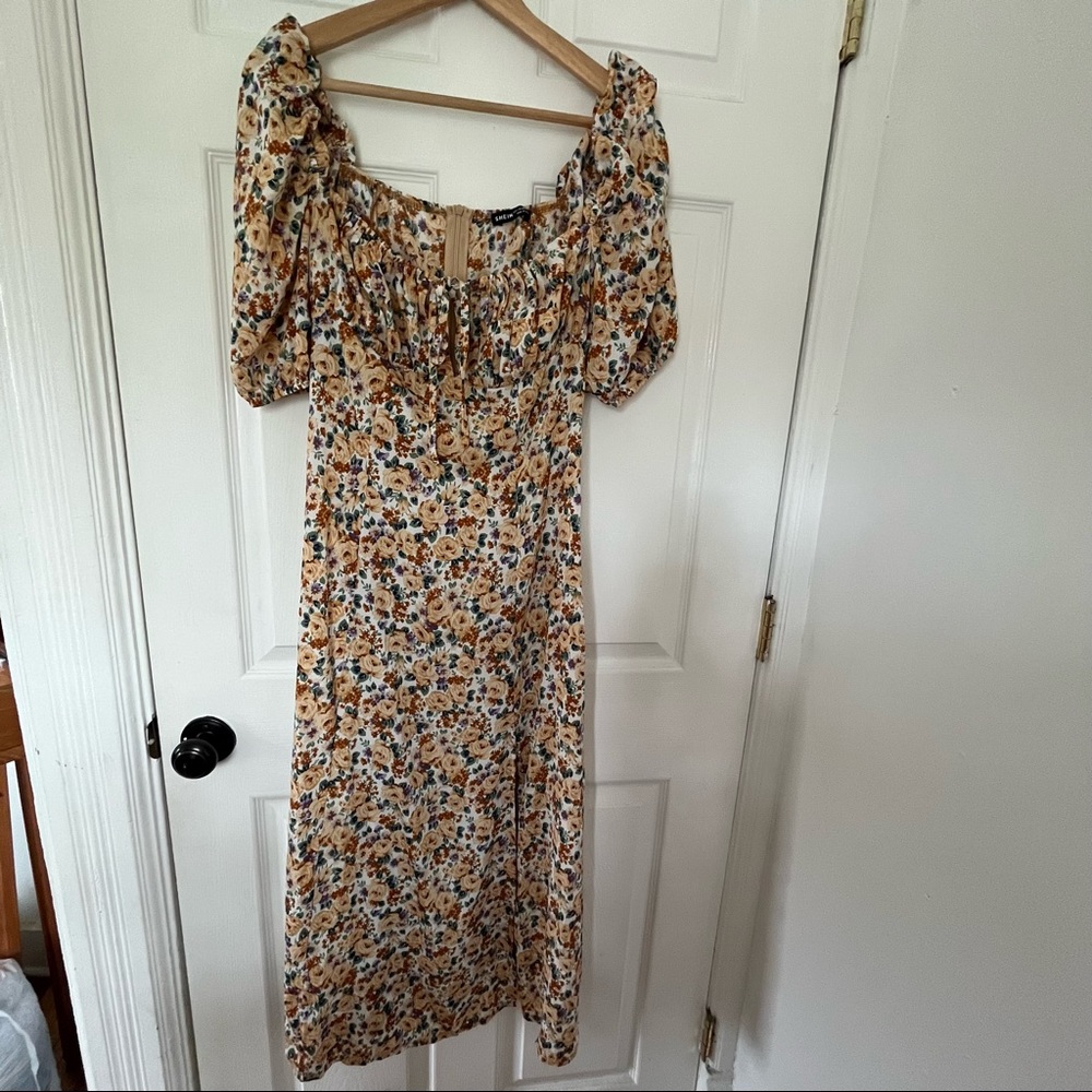 SHEIN Milkmaid style Midi Dress